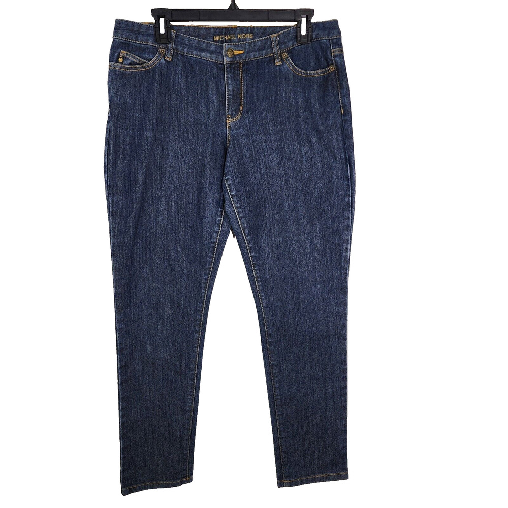 Michael Kors Jeans Women's Size 10 Skinny Blue Dark Wash Mid Rise Cotton Blend